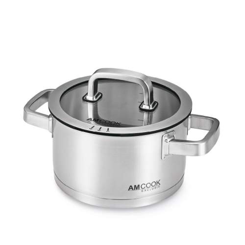 AMCOOK - Kochtopf Ø 20x11 cm für Muldenlüfter inkl. Glas-Deckel - 8500737