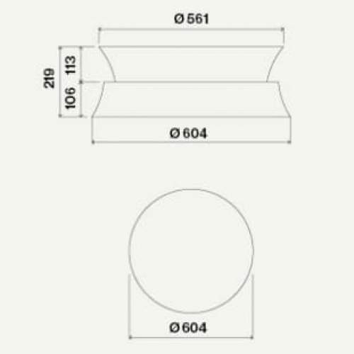 SW24 -Inselhaube Dama 60 cm weiß (101920) Maßzeichnung