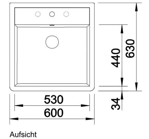 SW24 - Blanco Panor 60 kristallweiß glänzend (514486) Maßzeichnung Aufsicht
